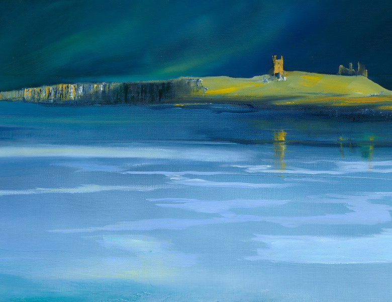 Teal Skies Reflected in Puddles, Dunstanburgh